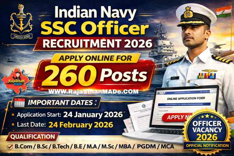 Indian Navy SSC Officer Recruitment 2026 – Apply Online for 260 Posts