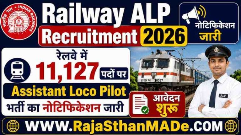 RRB ALP Recruitment 2026: रेलवे में 11,127 पदों पर Assistant Loco Pilot भर्ती का नोटिफिकेशन जारी, आवेदन शुरू