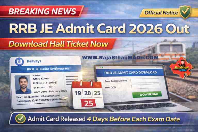 RRB JE Admit Card 2026 Out – Download Hall Ticket