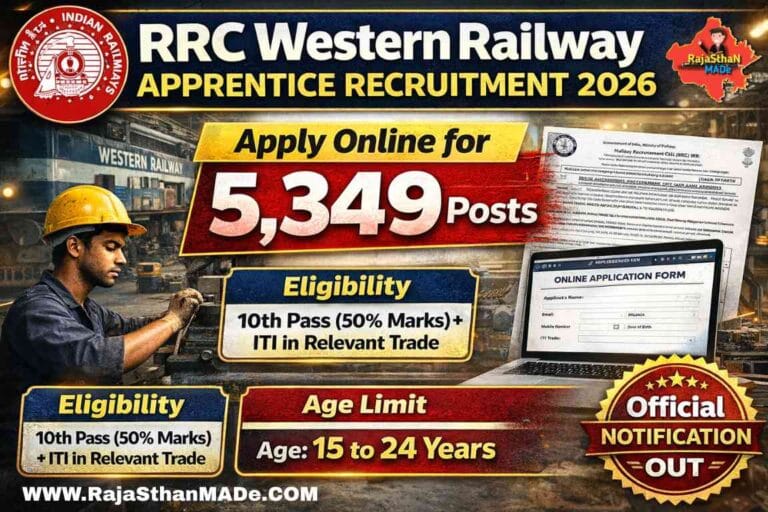 RRC Western Railway Apprentice Recruitment 2026 – Apply Online for 5,349 Posts