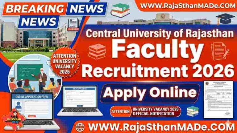 Central University of Rajasthan Faculty Recruitment 2026