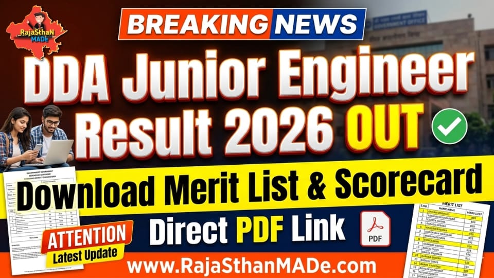 DDA Junior Engineer Result 2026