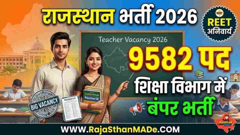 Rajasthan New Vacancy 2026: शिक्षा विभाग में 9582 पदों पर बड़ी भर्ती, जल्द आएगा नोटिफिकेशन