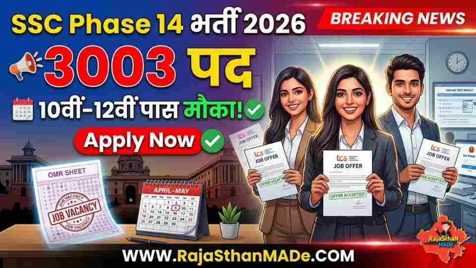 SSC Selection Phase 14 Recruitment 2026: 3003 पदों पर भर्ती, 10वीं से ग्रेजुएट तक मौका