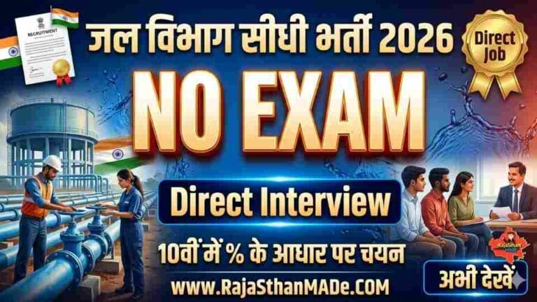 Water Department Recruitment 2026 बिना परीक्षा सीधी भर्ती, Direct Interview