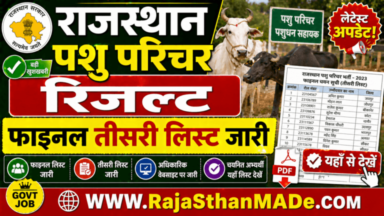 Rajasthan Pashu Parichar Waiting List Result 2026: तीसरी फाइनल लिस्ट जारी