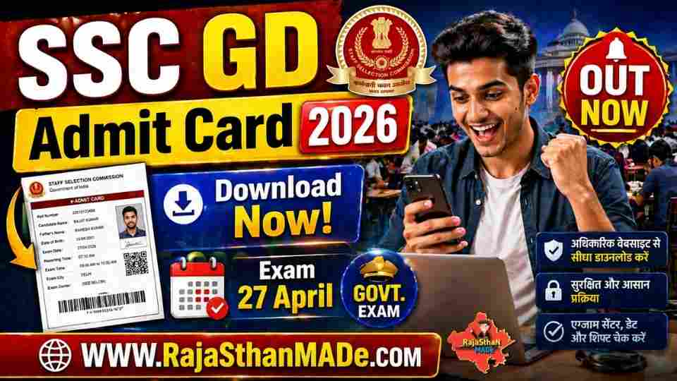 SSC GD Admit Card 2026: एडमिट कार्ड जारी, यहां से करें डाउनलोड