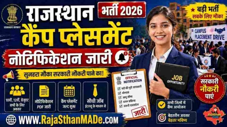Rajasthan Camp Placement Recruitment 2026 Notification Out: राजस्थान कैंप प्लेसमेंट भर्ती 2026 का नोटिफिकेशन जारी