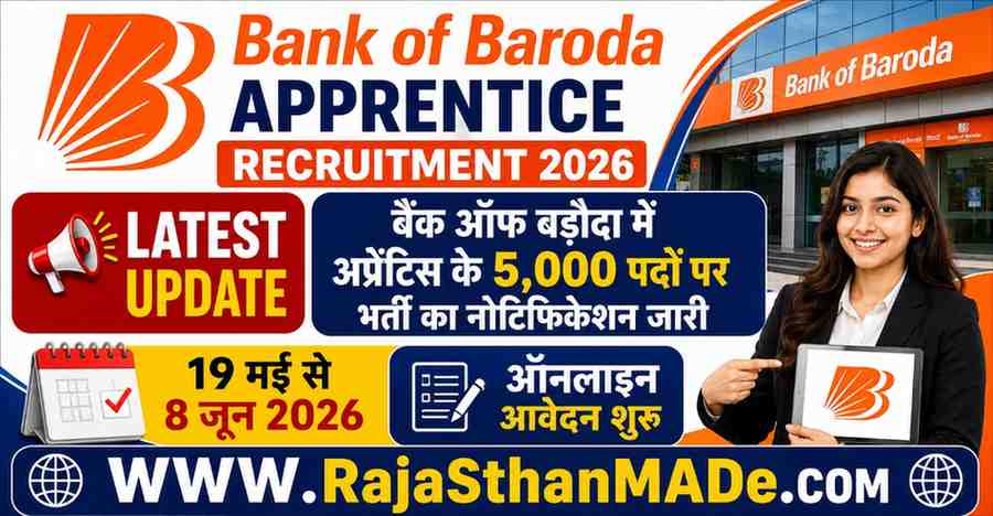 Bank of Baroda Apprentice Recruitment 2026: Latest Update बैंक ऑफ बड़ौदा में अप्रेंटिस के 5,000 पदों पर भर्ती का नोटिफिकेशन जारी