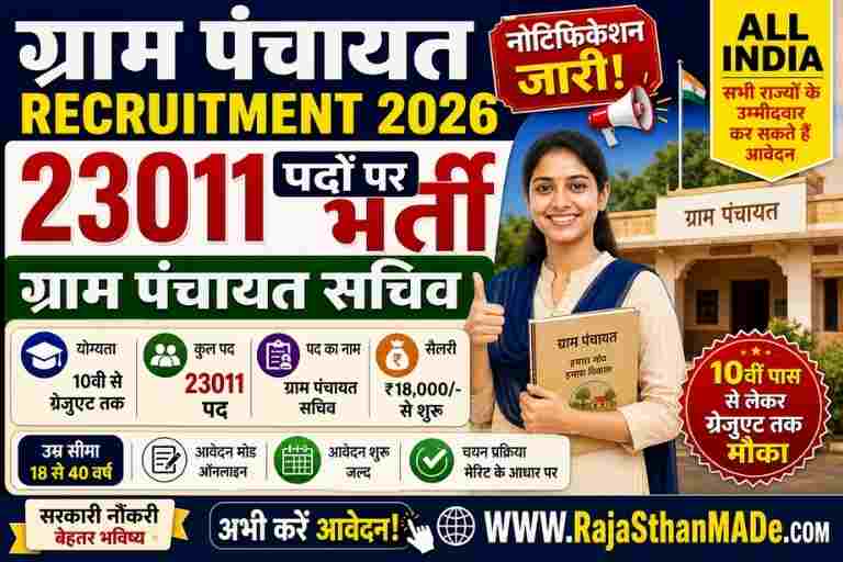 Gram Panchayat Recruitment 2026 : 23011 पदों पर भर्ती | ग्राम पंचायत सचिव | 10वीं से ग्रेजुएट तक मौका