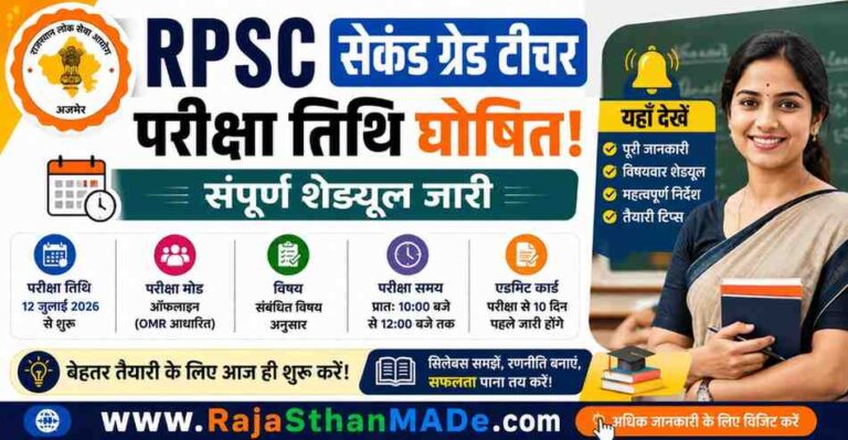 RPSC 2nd Grade Teacher Exam Date 2026: आरपीएससी सेकंड ग्रेड टीचर भर्ती की परीक्षा तिथि घोषित, विषयवार पूरा शेड्यूल जारी