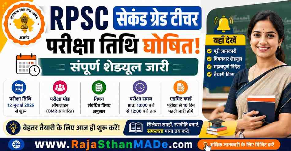 RPSC 2nd Grade Teacher Exam Date 2026: आरपीएससी सेकंड ग्रेड टीचर भर्ती की परीक्षा तिथि घोषित, विषयवार पूरा शेड्यूल जारी