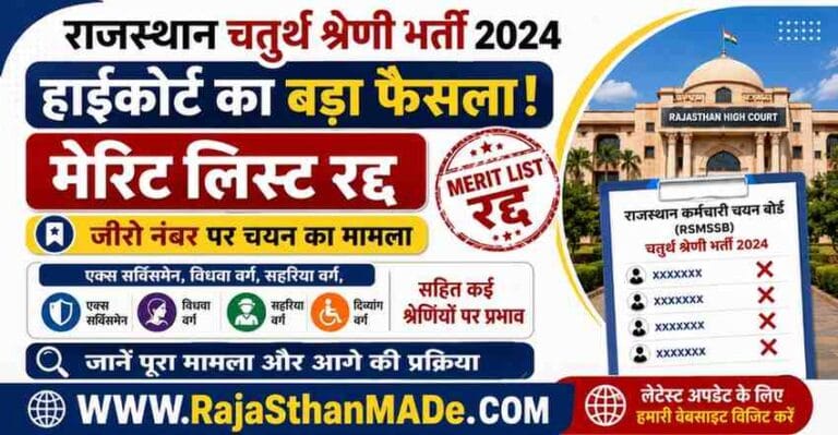 Rajasthan 4th Grade Merit List Cancel: राजस्थान चतुर्थ श्रेणी भर्ती 2024 में बड़ा मोड़, हाईकोर्ट ने कई श्रेणियों की मेरिट लिस्ट रद्द की – हजारों अभ्यर्थियों में हलचल