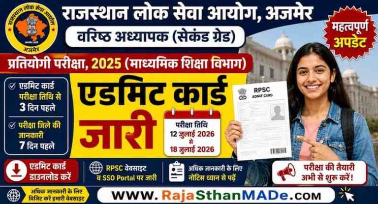 RPSC 2nd Grade Teacher Admit Card 2026